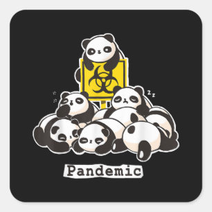 Adesivo Quadrado Panda Lovers   Pandemia Engraçada De Panda