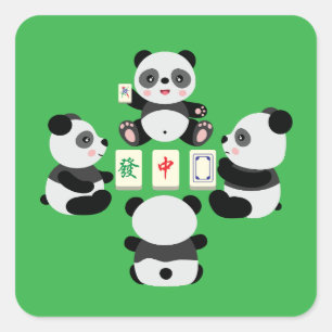 Adesivo Quadrado Panda Mahjong