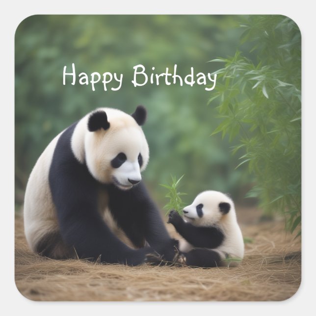 Adesivo Quadrado Panda Mama e Bebê (Frente)