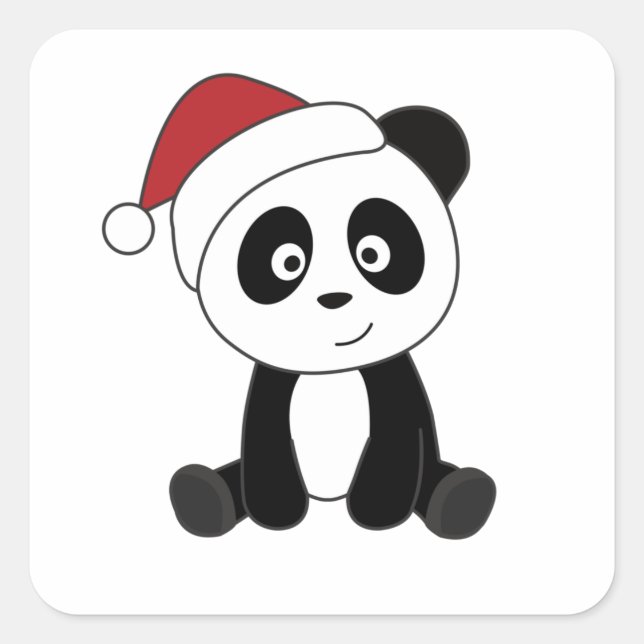 Adesivo Quadrado Panda Natal Neve Animais de inverno Pandas (Frente)