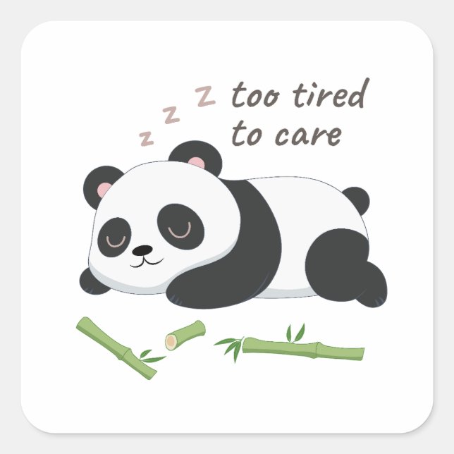 Adesivo Quadrado Panda no modo de latência - Arte de Urso Preguiços (Frente)