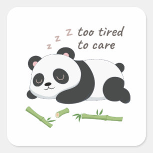 Adesivo Quadrado Panda no modo de latência - Arte de Urso Preguiços