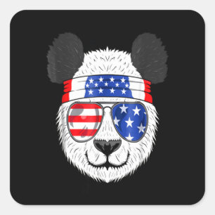 Adesivo Quadrado Panda Panda Americana Está Vestindo Óculos