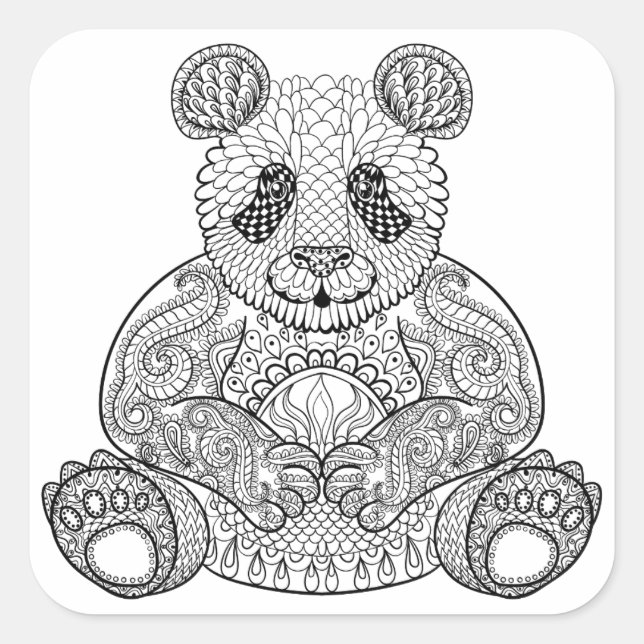 Adesivo Quadrado Panda tribal inspirada (Frente)