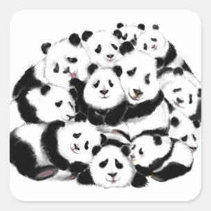 Adesivo Quadrado Pandas - Pandemia - Grandes Abraços - Coleções