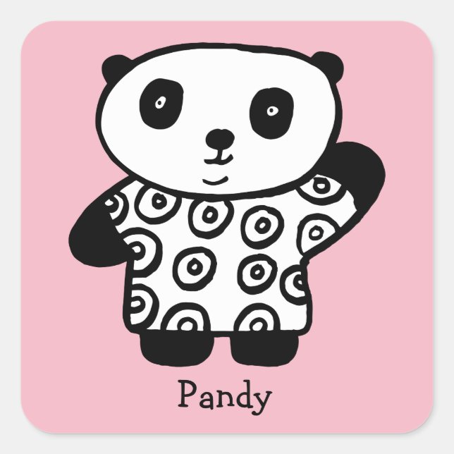 Adesivo Quadrado Pandy o Panda Personalizado (Frente)