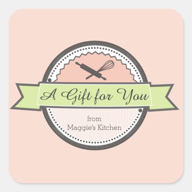 Adesivo Quadrado panificação de panificação de cor personalizada (Frente)