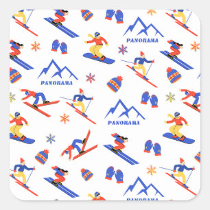 Adesivo Quadrado Panorama Inglês Columbia Ski Patterno