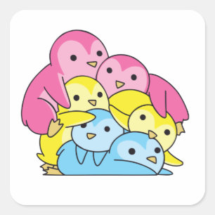 Adesivo Quadrado Pansexual Flag Pride Lgbtq Cute Penguin