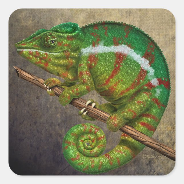 Adesivo Quadrado Panther Chameleon Digital Painting (Frente)
