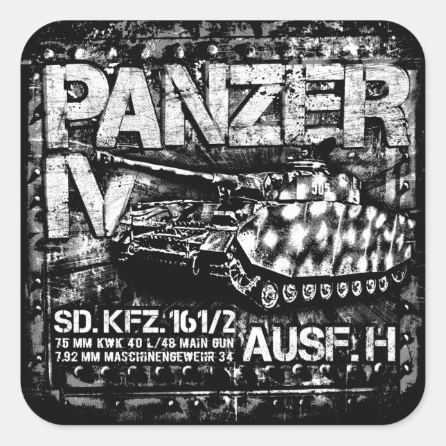 Adesivo Quadrado Panzer IV (Frente)