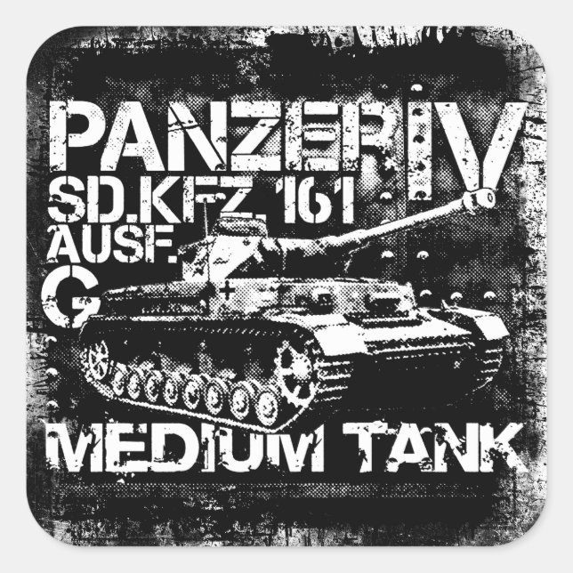 Adesivo Quadrado Panzer IV Stickers Quadrados (Frente)