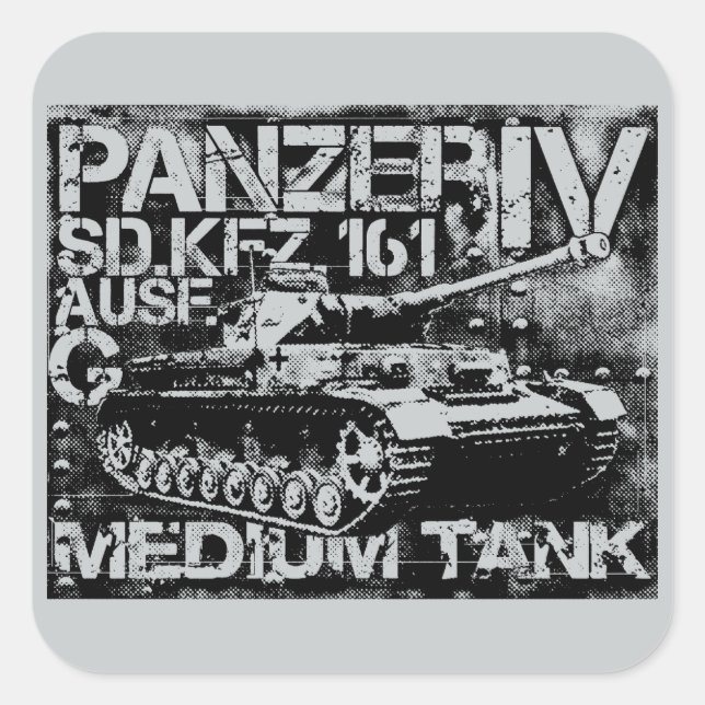 Adesivo Quadrado Panzer IV Stickers Quadrados (Frente)