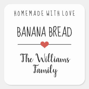 Adesivo Quadrado pão de banana casado com amor simples branco