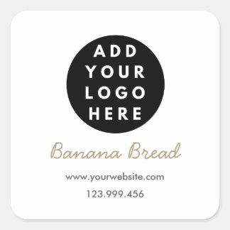Adesivo Quadrado Pão de Banana da Padaria Caseira Adicionar Logotip