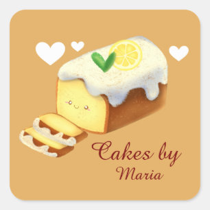 Adesivo Quadrado Pão de Bolo de Limão Com Glacê