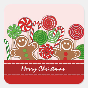 Adesivo Quadrado Pão-de-espécie vermelhos bonitos do Natal