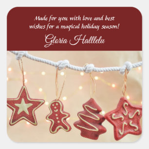 Adesivo Quadrado Pão de Gengala caseiro Cookies de Natal