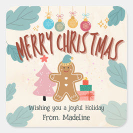 Adesivo Quadrado Pão de gengibre bonito de Natal