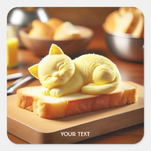 Adesivo Quadrado Pão de Manteiga de Gatinho Bonito Fantasy