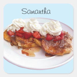 Adesivo Quadrado Pão Doce Com Morangos E Creme