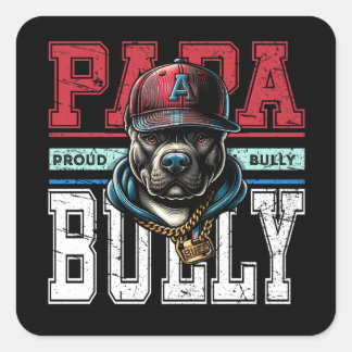 Adesivo Quadrado Papa Bully Proud Bulldog Pai