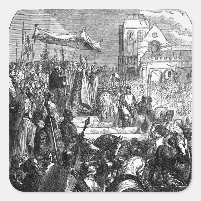 Adesivo Quadrado Papa Urbano II pregando a primeira cruzada (Frente)