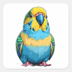 Adesivo Quadrado Papagaio Azul e Amarelo Vibrante