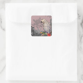 Adesivo Quadrado Papagaio-cinza africano