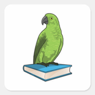 Adesivo Quadrado Papagaio com Livro