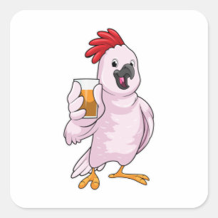 Adesivo Quadrado Papagaio com suco