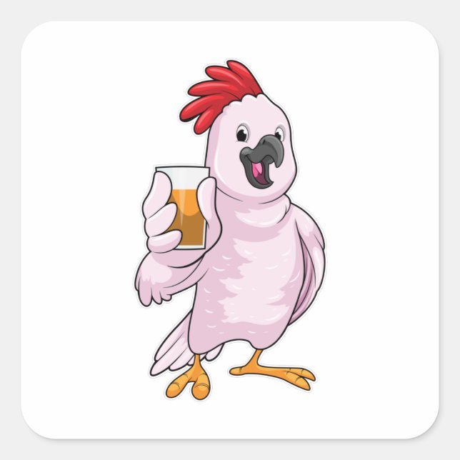 Adesivo Quadrado Papagaio com suco (Frente)