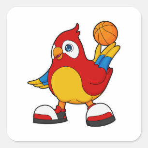 Adesivo Quadrado Papagaio como jogador de basquetebol