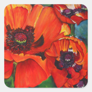 Adesivo Quadrado Papagaios cor laranja-pintados pintando