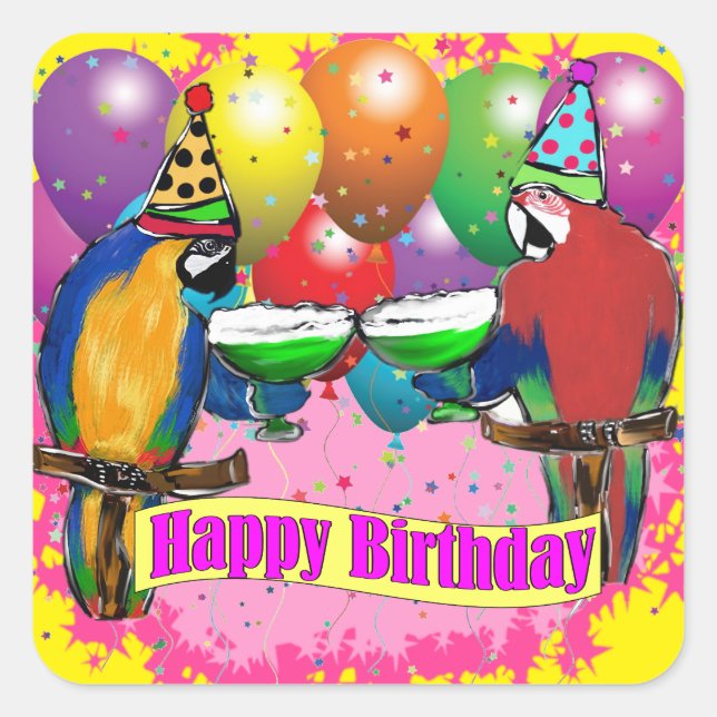 Adesivo Quadrado PAPagaios DE ANIVERSÁRIO (Frente)