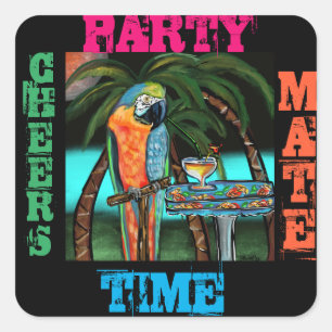 Adesivo Quadrado Papagaios de Festa        