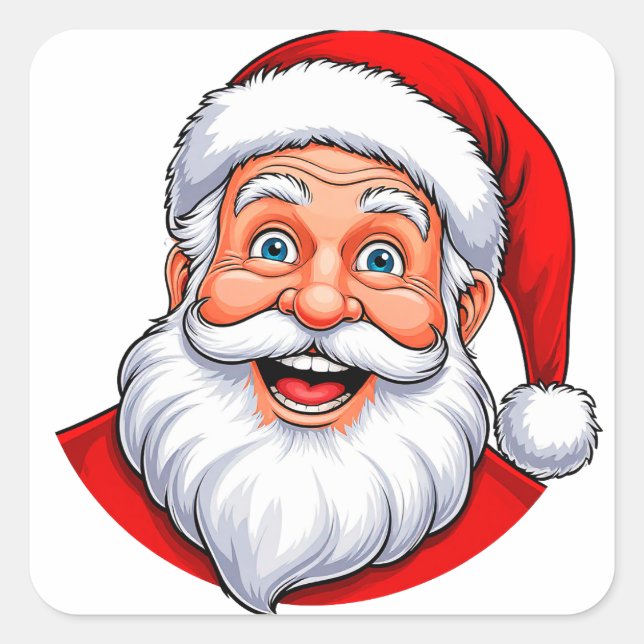 Adesivo Quadrado Papai Noel Alegre (Frente)