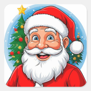 Adesivo Quadrado Papai Noel Alegre