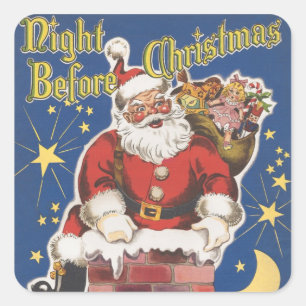 Adesivo Quadrado Papai Noel Antigo, Era a Noite Antes do Natal