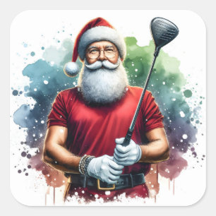 Adesivo Quadrado Papai Noel Aproveitando uma Ronda de Golfe no Suns