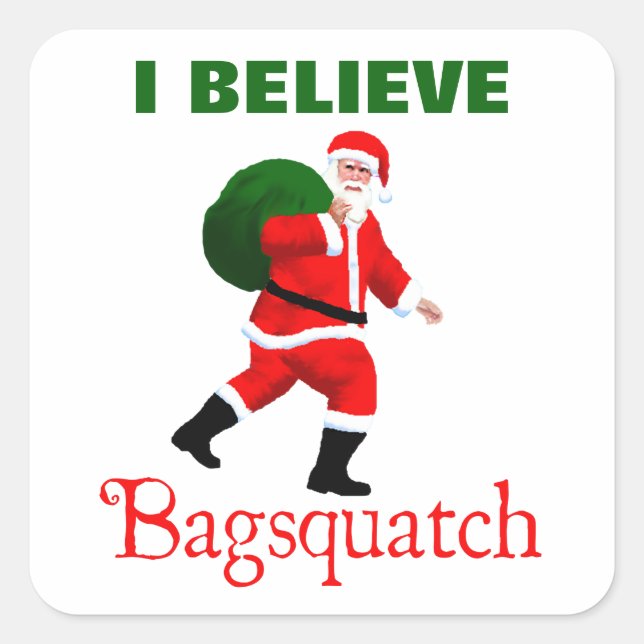 Adesivo Quadrado Papai Noel - Bagsquatch (Frente)