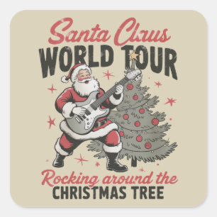 Adesivo Quadrado Papai Noel Balançando Vintage Balançando em Torno 