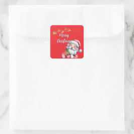 Adesivo Quadrado Papai Noel Bonito e Divertido & Tipografia