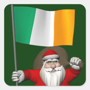Adesivo Quadrado Papai Noel Com Alferes Da Irlanda