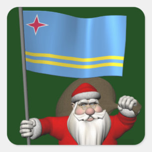 Adesivo Quadrado Papai Noel Com Alferes De Aruba