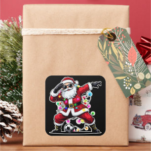 Adesivo Quadrado Papai Noel Dabbing Luzes de Natal Futebol