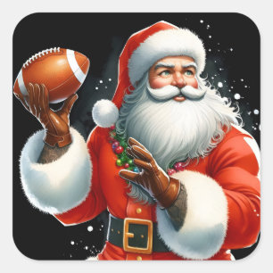 Adesivo Quadrado Papai noel de Futebol de inverno
