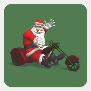 Adesivo Quadrado Papai Noel de Triciclo