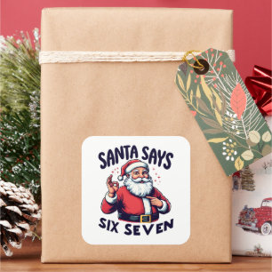 Adesivo Quadrado Papai Noel Diz Seis Sete Branco