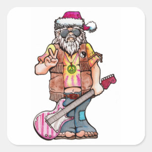 Adesivo Quadrado Papai noel do Hippie